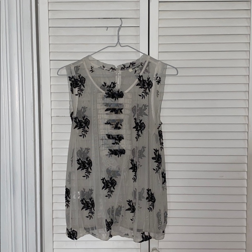 Sheer floral embroidered blouse